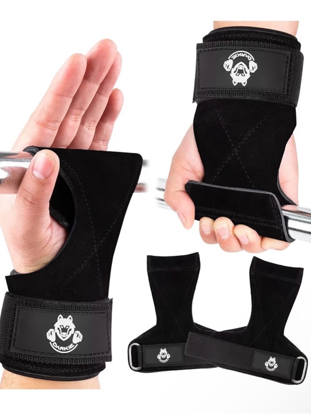 Gym Weightlifting Wrist Wraps with Palm Grip - Black